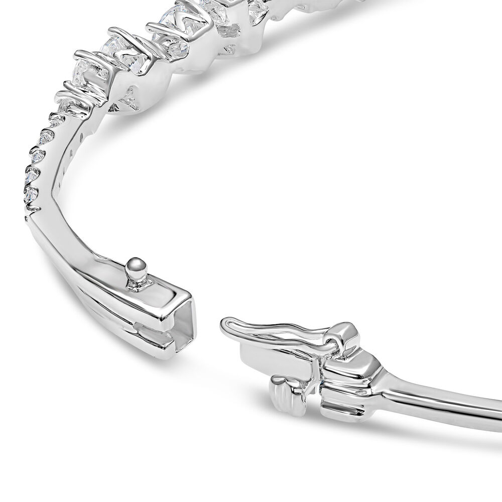 Silver Cubic Zirconia Pave Scatter Bangle image number 2