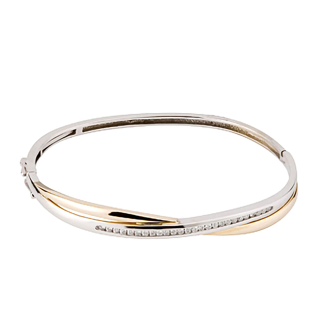 9ct two colour gold 0.40 carat diamond bangle