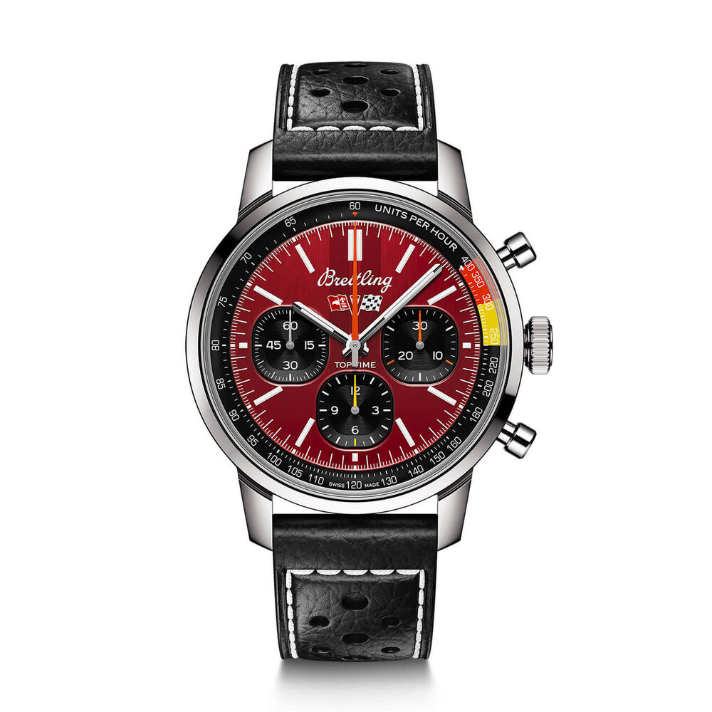 Breitling Top Time B01 41mm Chronograph Corvette Red Dial Black Strap Watch image number 0