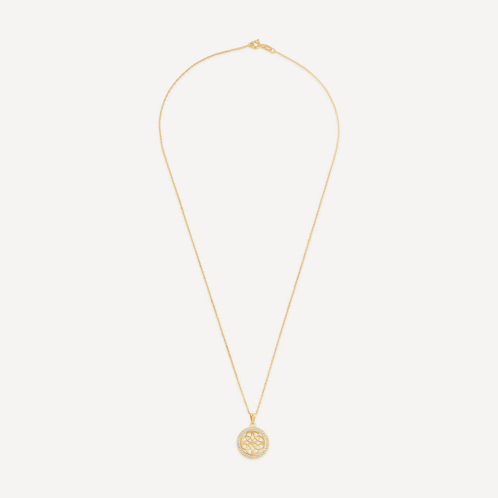 9ct Yellow Gold Celtic Knot Cubic Zirconia Pendant image number 2