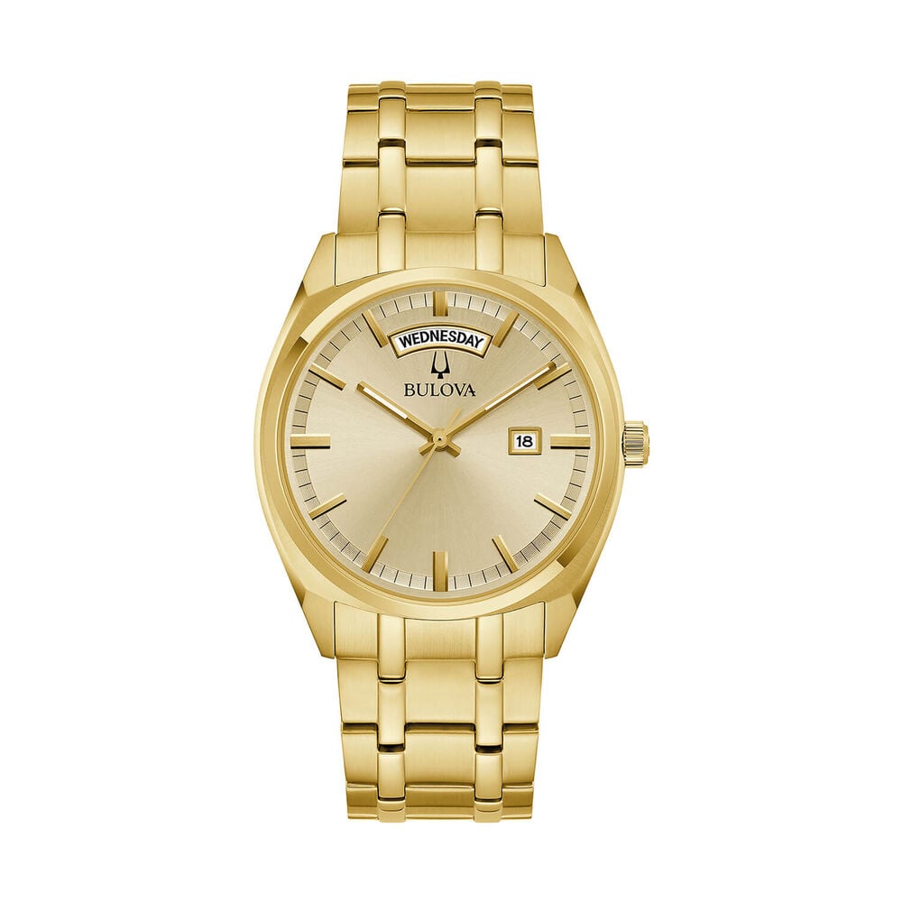 Bulova Surveyor 39mm Champagne Dial Gold Tone Steel Bracelet Watch image number 0