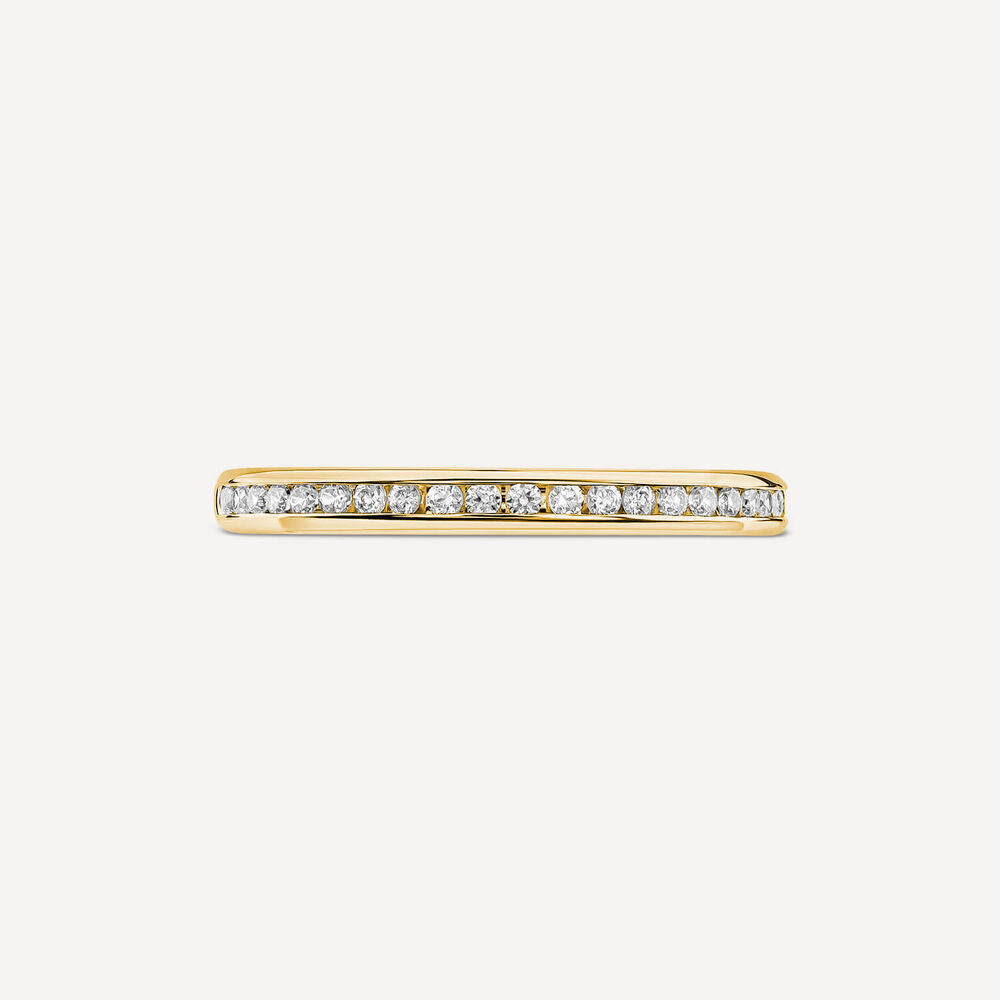 9ct Yellow Gold 2mm 0.10ct Diamond Channel Set Wedding Ring