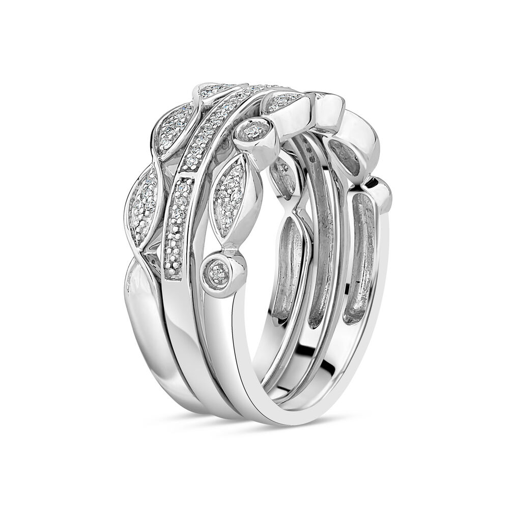 9ct White Gold 0.15ct Diamond Ring Stack image number 3
