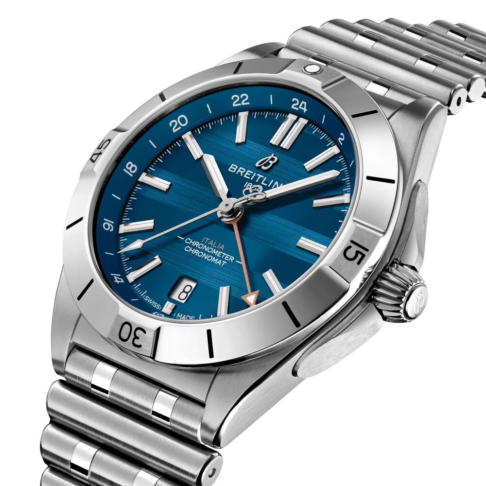 Breitling Chronomat GMT Six Nations Italy 40mm Blue Dial Steel Bracelet Watch image number 2