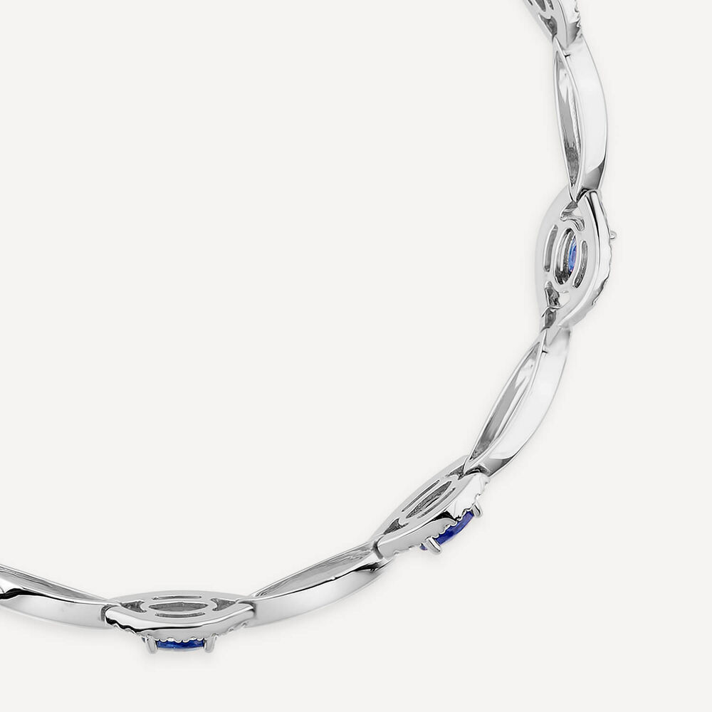 9ct White Gold Sapphire & 0.71ct Oval Diamond Bracelet image number 1