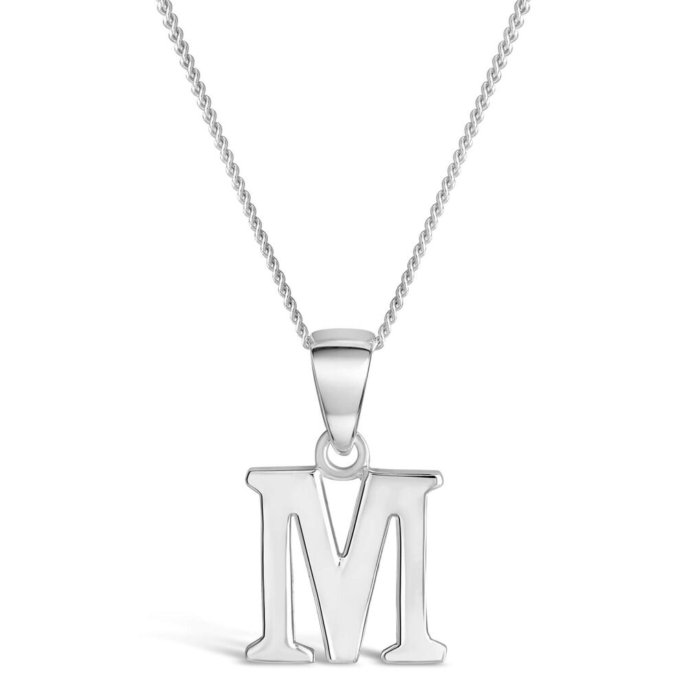 Sterling Silver Block Initial M Pendant