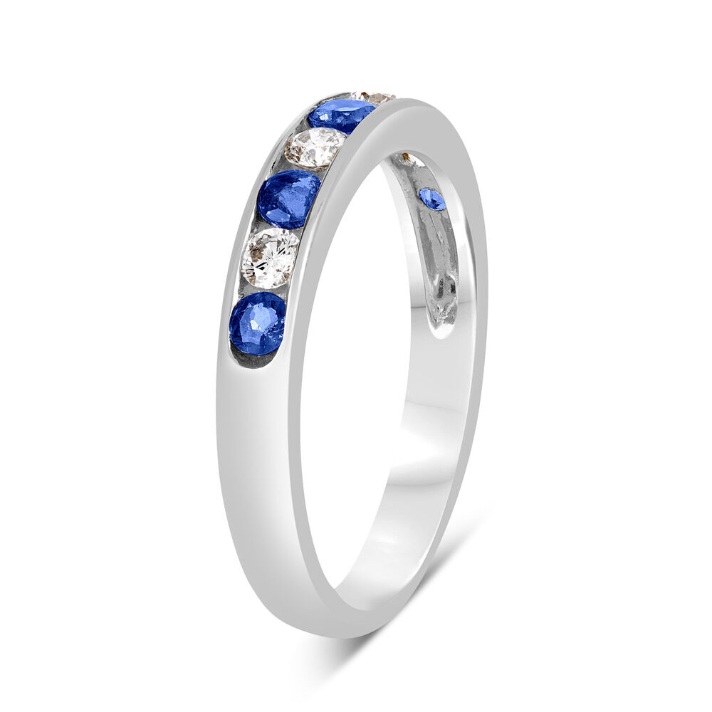 18ct White Gold 0.28ct Diamond and Sapphire Channel Set Ring image number 3
