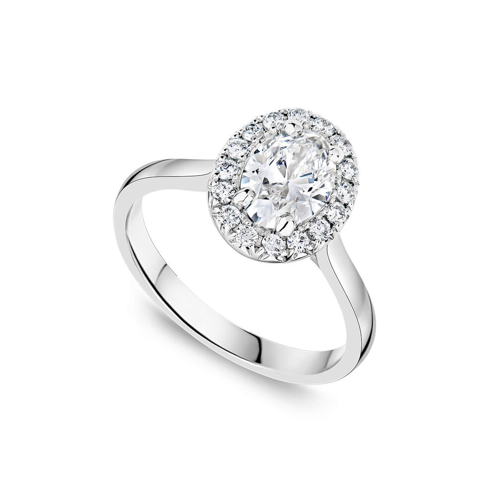 Born Platinum 1.72ct Lab Grown Oval Halo Diamond Ring image number 0