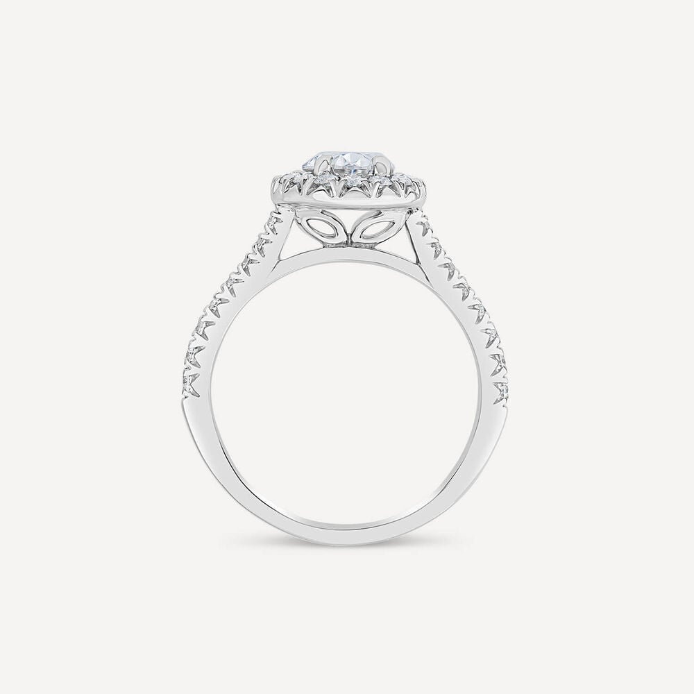 Born Platinum Lab Grown 1.61ct Oval Halo & Diamond Sides Ring image number 1