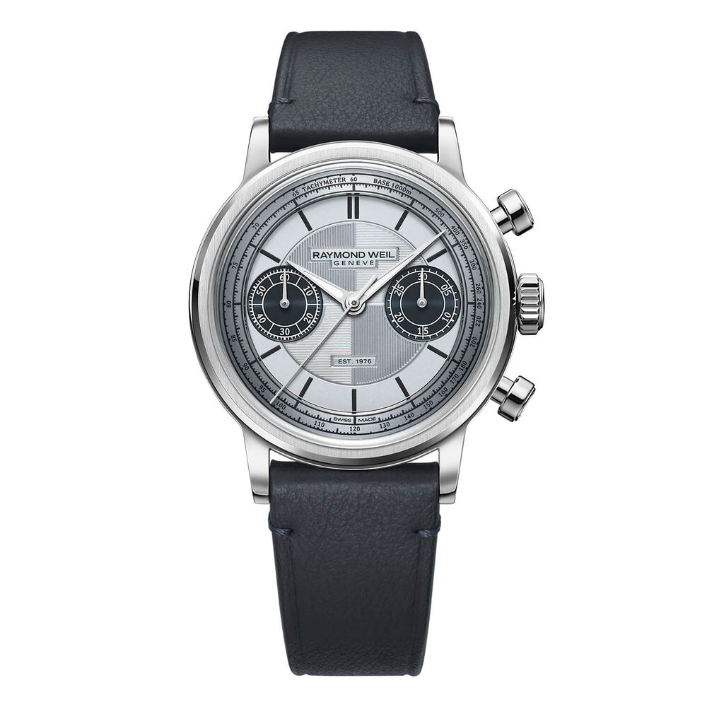 Raymond Weil Millesime Jubilee Limited Edition 39mm Silver Dial Leather Strap Chronograph Watch