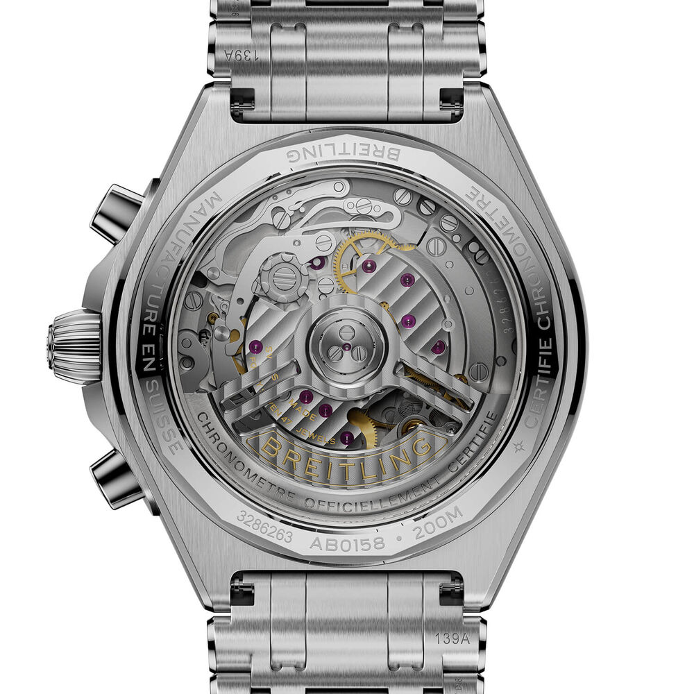 Breitling Chronomat B01 Chronograph 42mm White Dial Steel Rouleaux Bracelet Watch