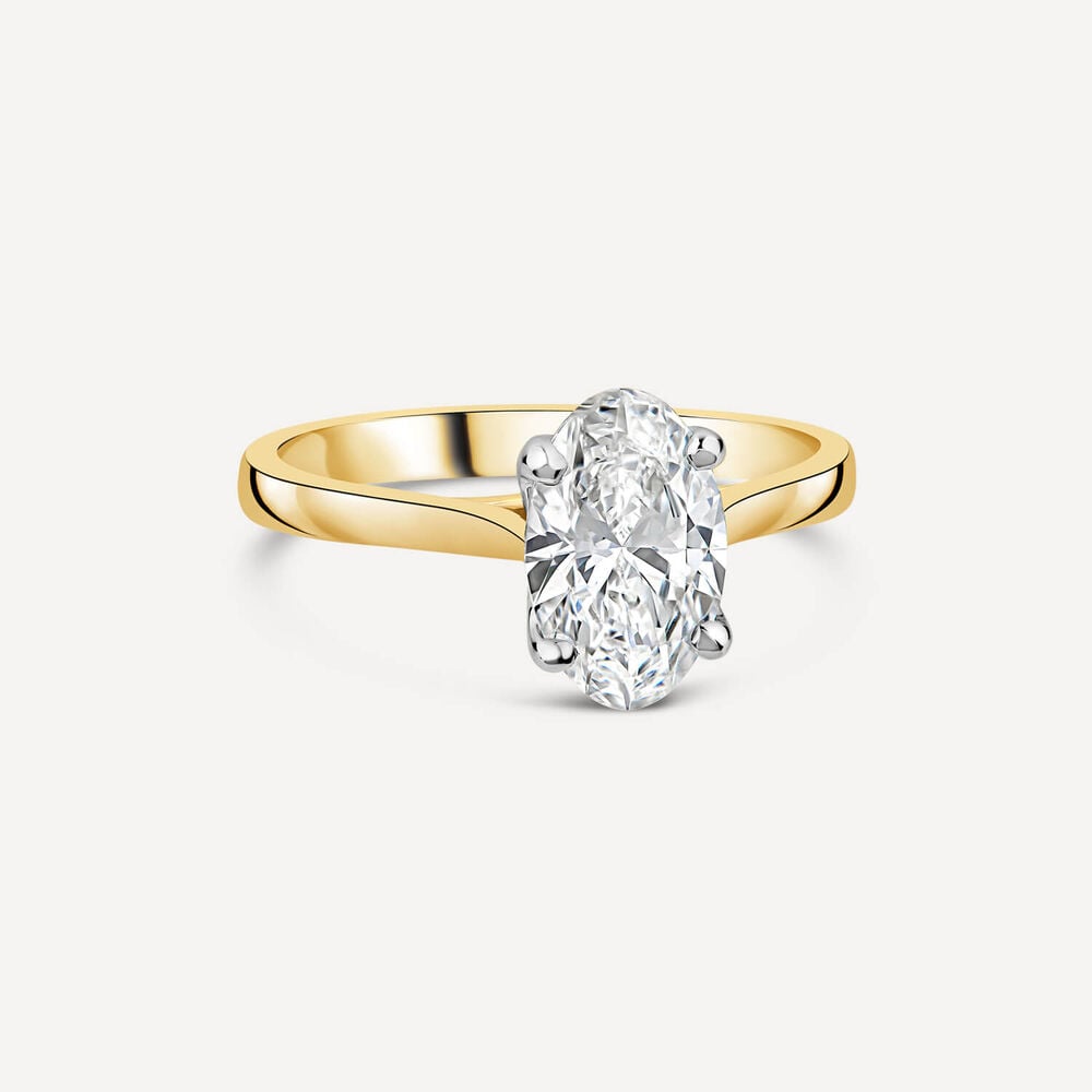 Born 18ct Yellow Gold Lab Grown 1.20ct Solitaire Oval Diamond Ring image number 3