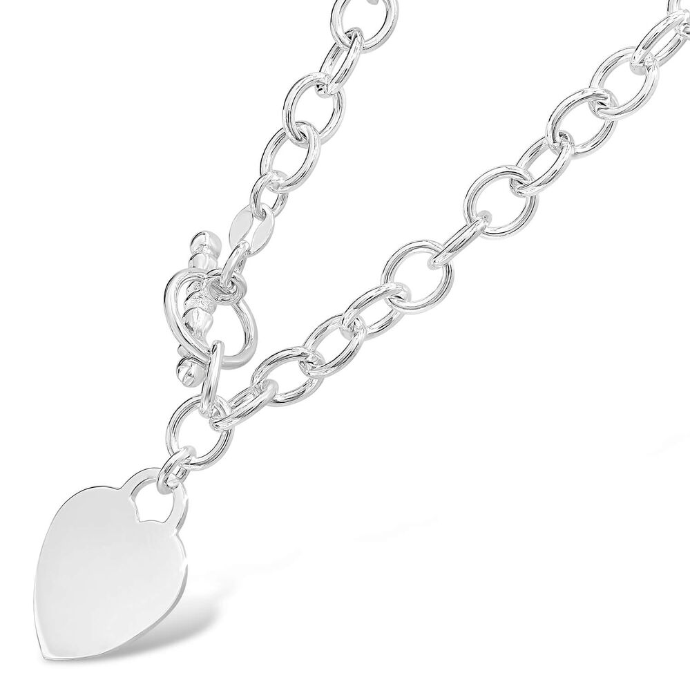Sterling Silver Heart Plain Ladies Pendant On Chain image number 1