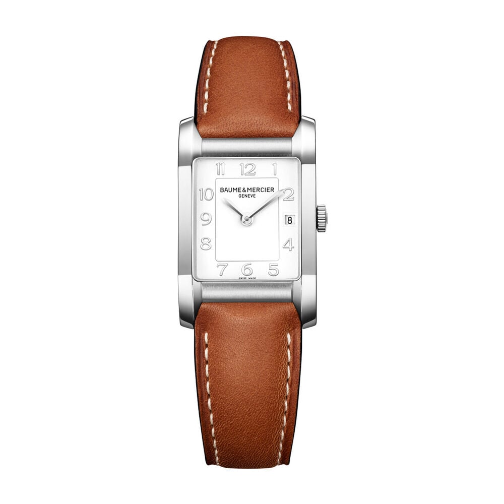 Pre-Owned Baume & Mercier Hampton White Dial Brown Leather Strap Watch image number 0
