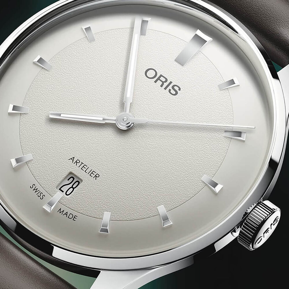 Oris Artelier Date 38mm White Dial Black Leather Strap Watch