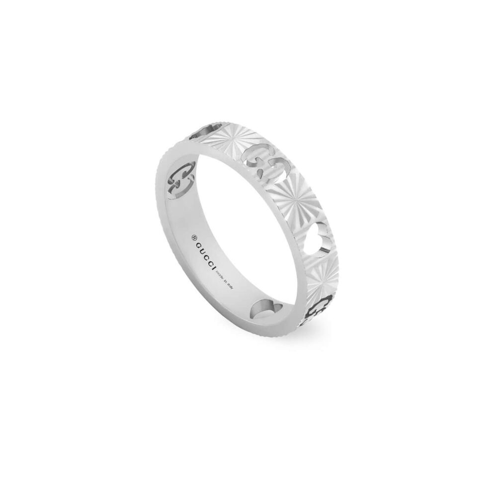 Gucci Icon 4mm White Gold Ring (UK Size P) image number 0