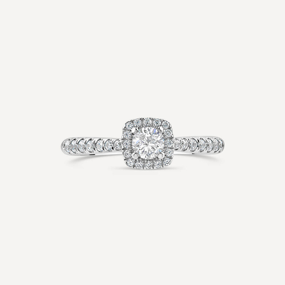 Orchid Setting 18ct White Gold 0.50ct Square Halo Diamond & Shoulders Engagement Ring