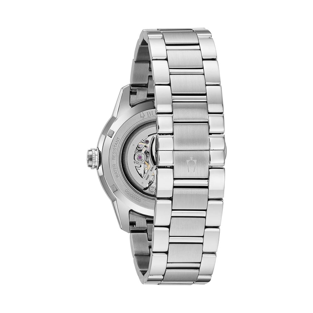 Bulova Sutton Automatic 43mm Black Skeleton Dial Steel Bracelet Watch image number 1
