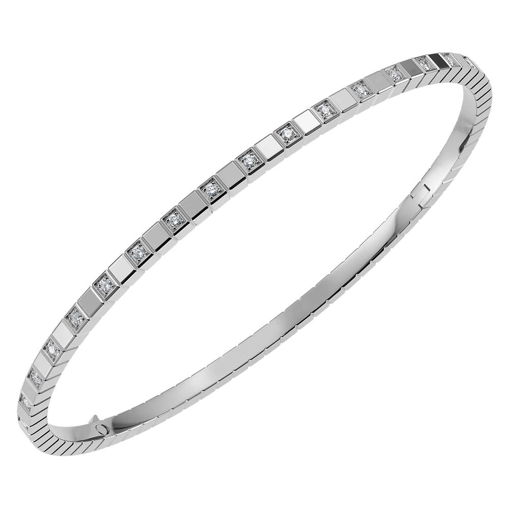 Chopard Ice Cube White Gold Half Diamond Thin Bangle image number 3