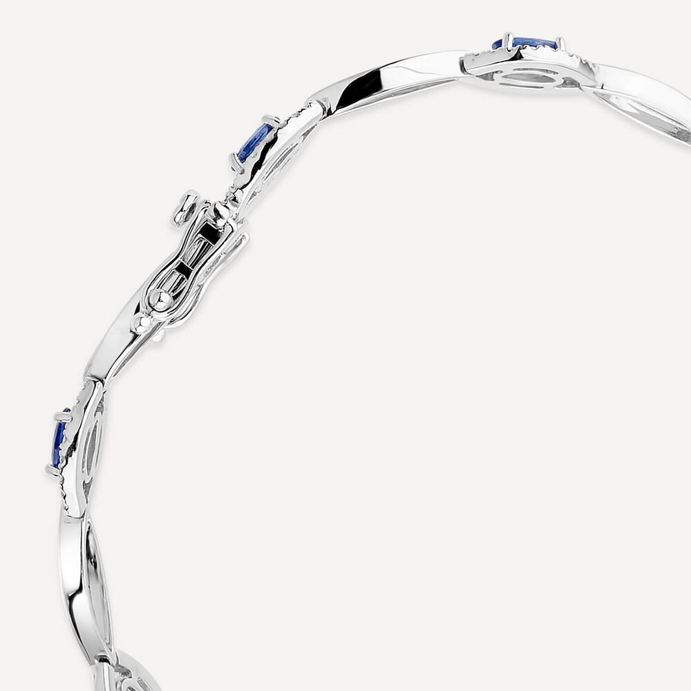 9ct White Gold Sapphire & 0.71ct Oval Diamond Bracelet image number 4