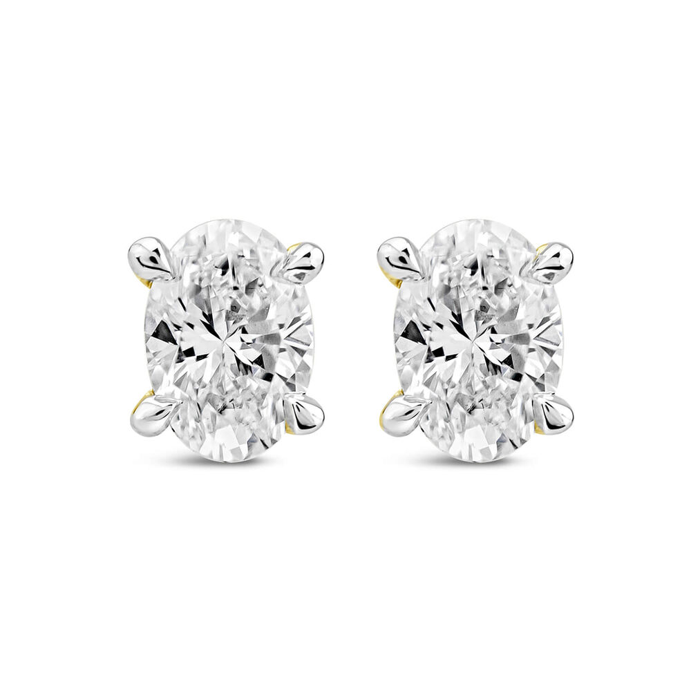 18ct Yellow Gold Lab Grown 0.40ct Diamond Oval Stud Earrings image number 0
