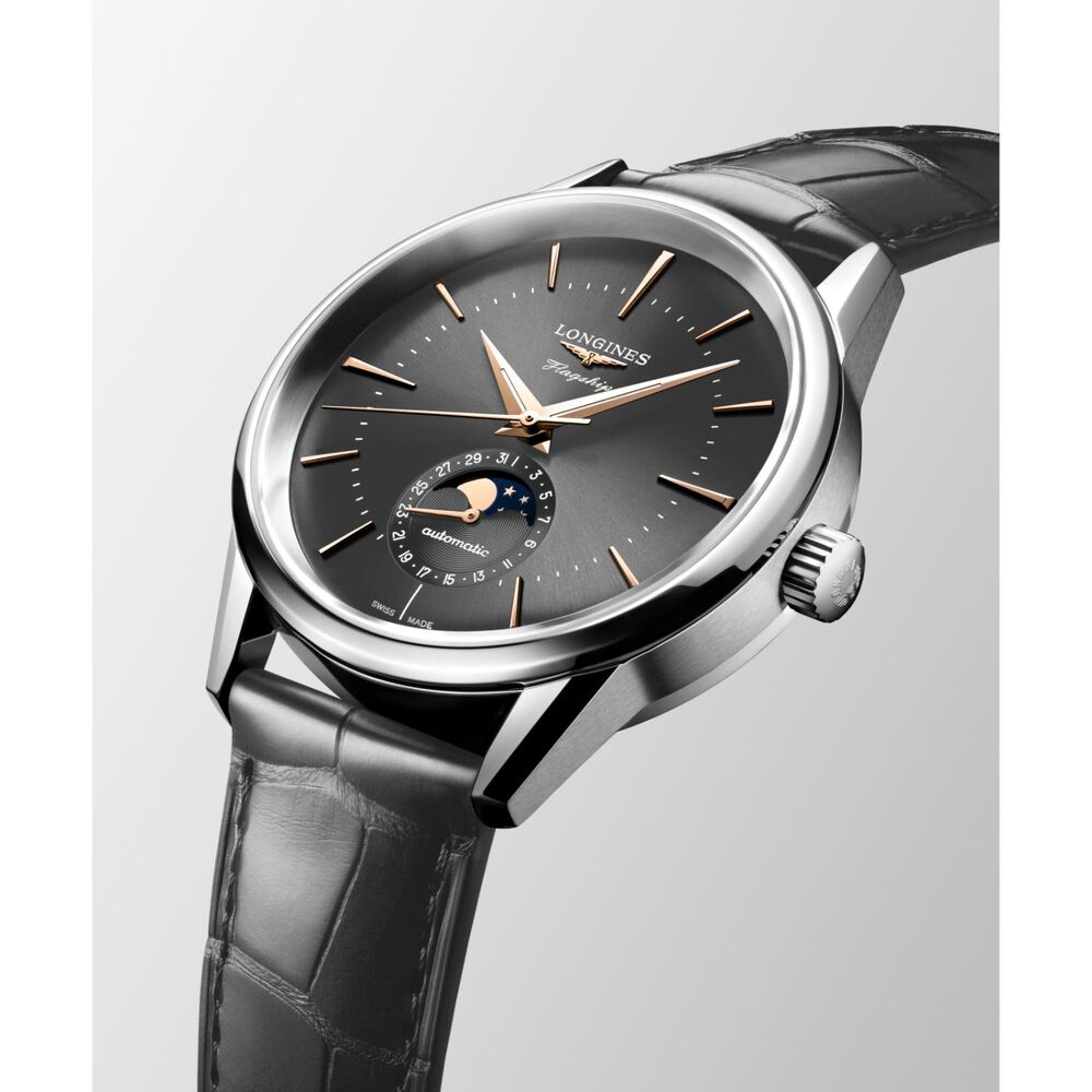 Longines Flagship Heritage 38.5mm Anthracite Dial Leather Watch image number 1