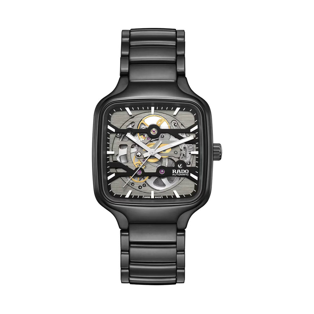 Rado True Square 38mm Skeleton Dial Black Ceramic Bracelet Watch image number 0