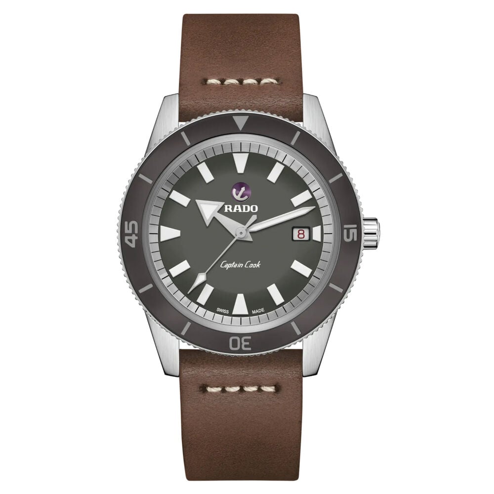 Rado Captain Cook XL 42mm Automatic Grey Dial Steel Case Leather & Steel Bracelet Set Watch