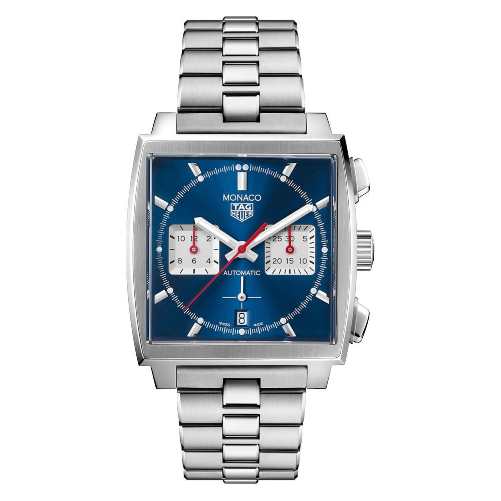 Pre-Owned TAG Heuer Monaco Chronograph 39mm Blue Dial Steel Bracelet Watch
