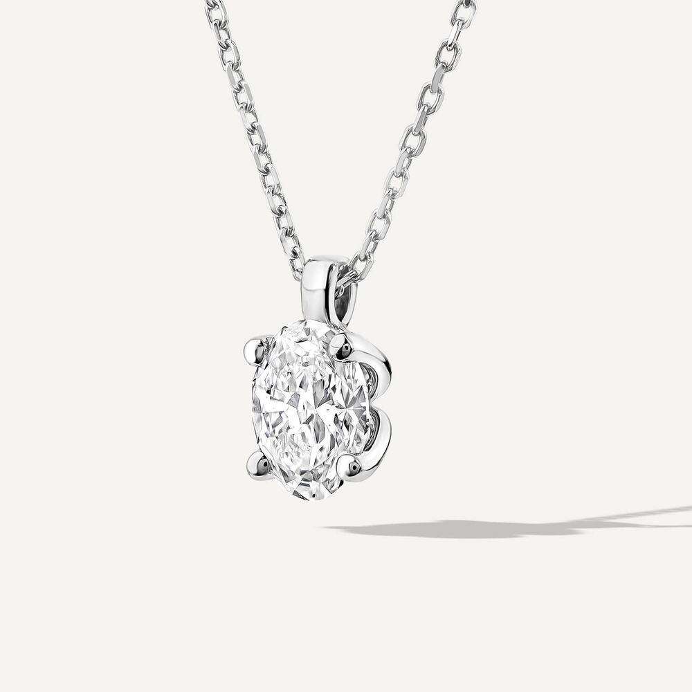 Born 9ct White Gold Lab Grown 0.50ct Diamond Oval Pendant image number 1