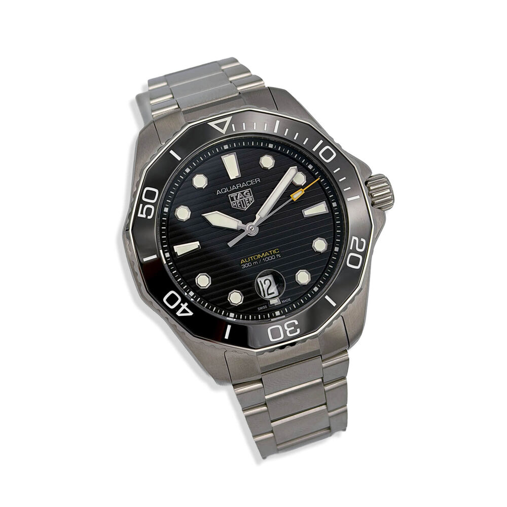 Pre-Owned TAG Heuer Aquaracer Professional 300 Date 43mm Black Dial Steel Bracelet Watch image number 1