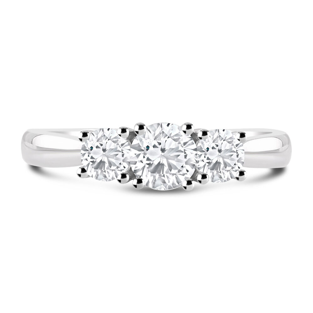 18ct White Gold 0.75ct Diamond Trilogy Tulip Setting Ring