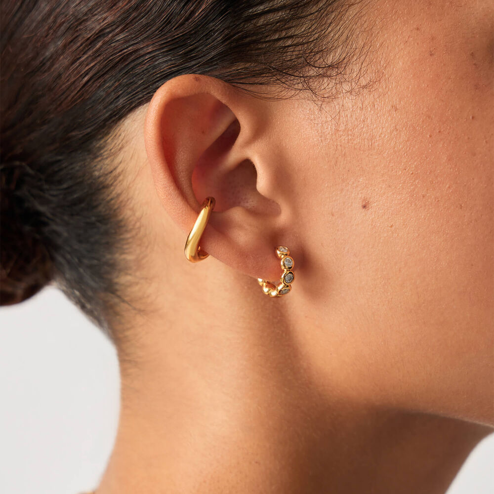 Missoma 18ct Gold Vermeil Sterling Silver Cubic Zirconia Tennis Small Hoop Earrings