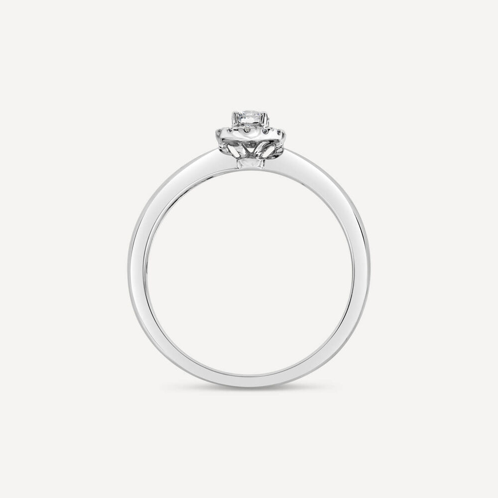 9ct White Gold 0.10ct Classic Halo Diamond Ring image number 3