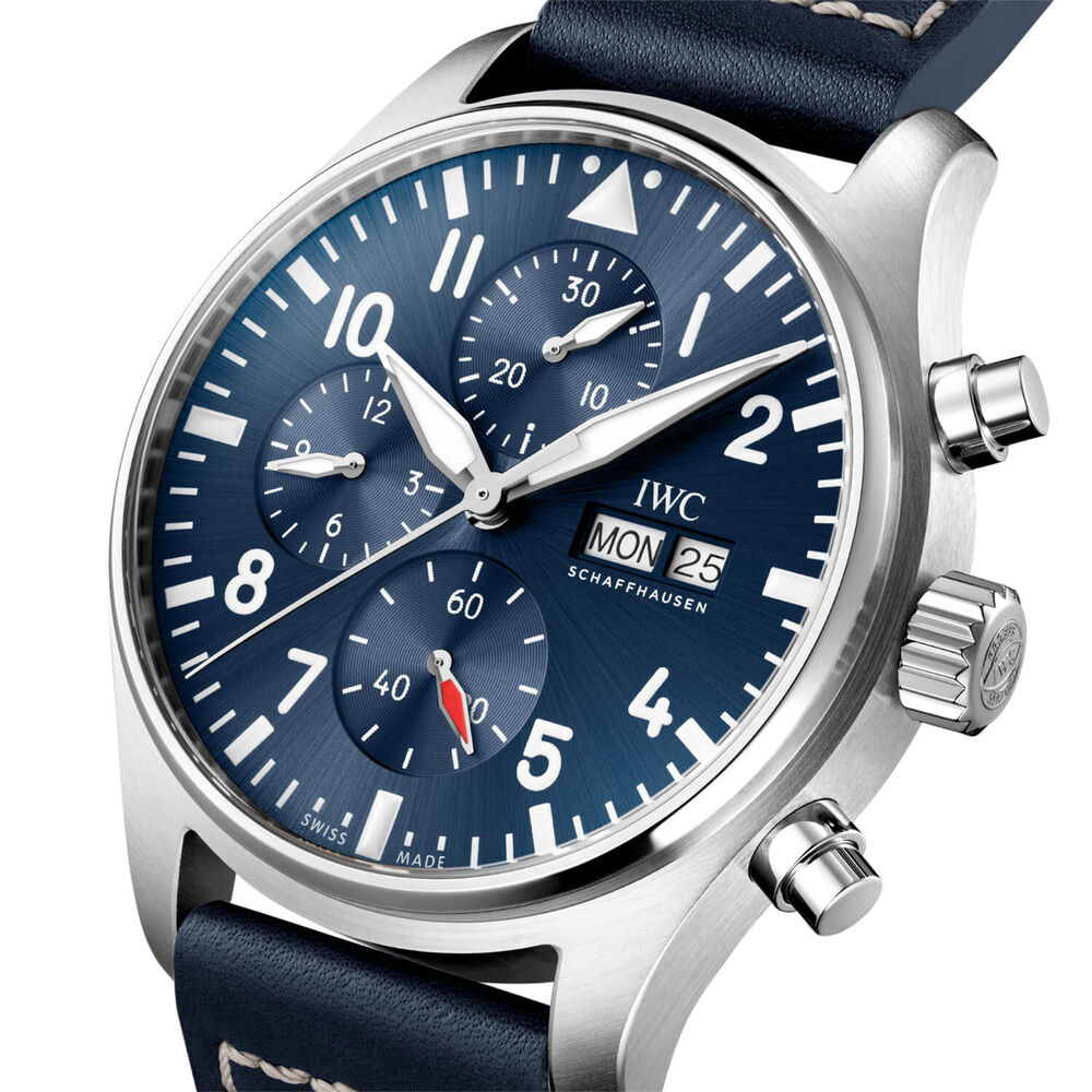 IWC Schaffhausen Pilot's Chronograph Blue Dial Blue Strap Watch image number 1