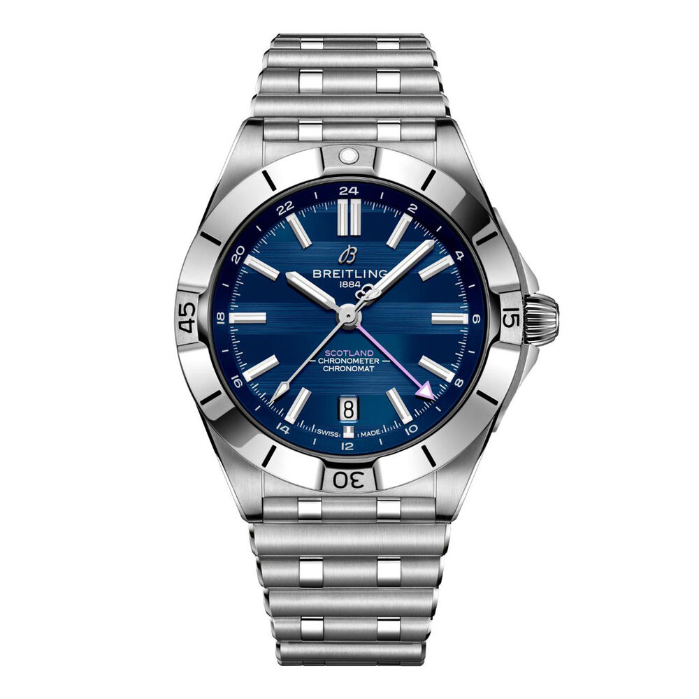 Breitling Chronomat GMT Six Nations Scotland 40mm Blue Dial Steel Bracelet Watch image number 0