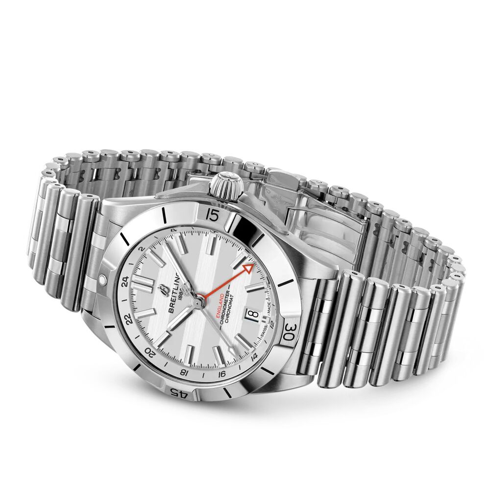 Breitling Chronomat GMT Six Nations England 40mm White Dial Steel Bracelet Watch image number 3