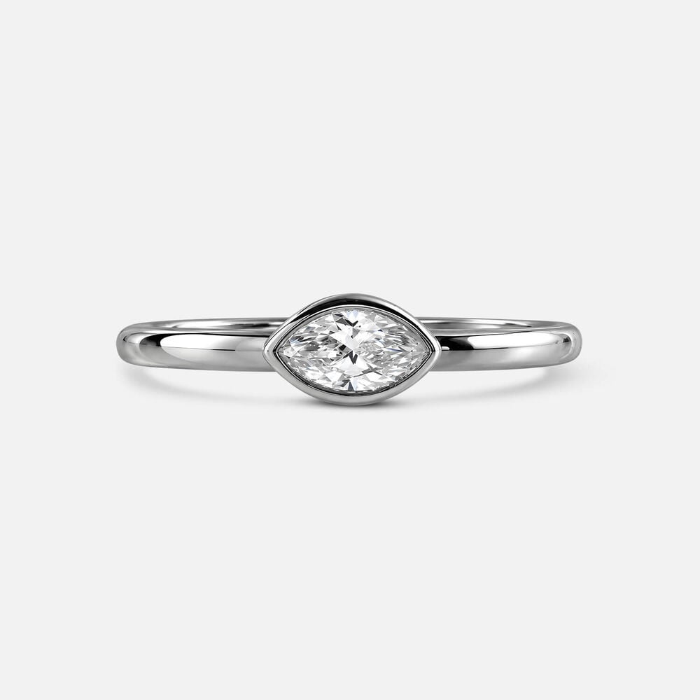 Born Contour 9ct White Gold 0.25ct Marquise Lab Grown Diamond Bezel Set Ring