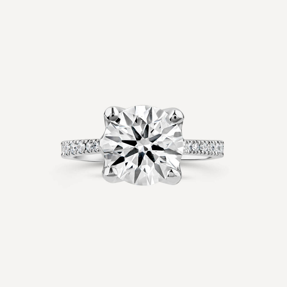 Born Platinum Lab Grown 1.90ct Round Brilliant Solitaire & Diamond Sides Ring image number 1