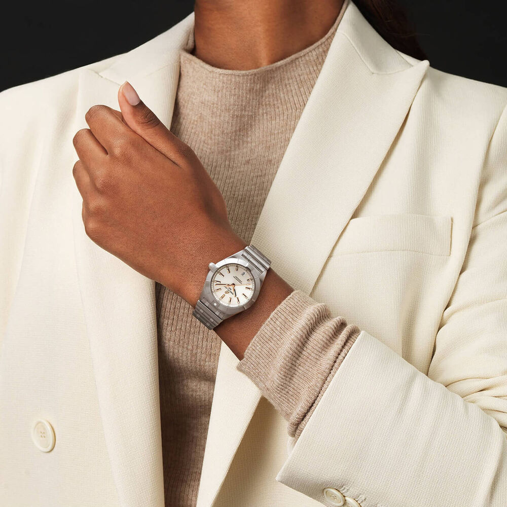 Breitling Chronomat 32mm White Diamond Rose Gold Steel Case Watch image number 4