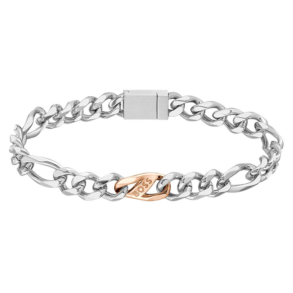 BOSS Rian Two Tone Branded Link Bracelet