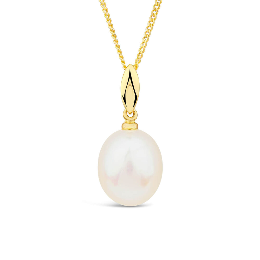 9ct Yellow Gold Oval Freshwater Pearl Classic Pendant