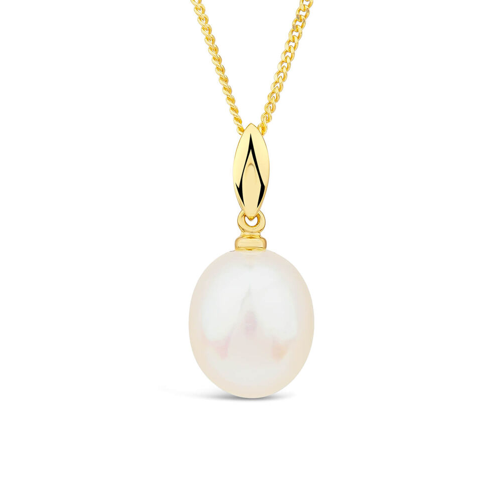 9ct Yellow Gold Oval Freshwater Pearl Classic Pendant image number 0