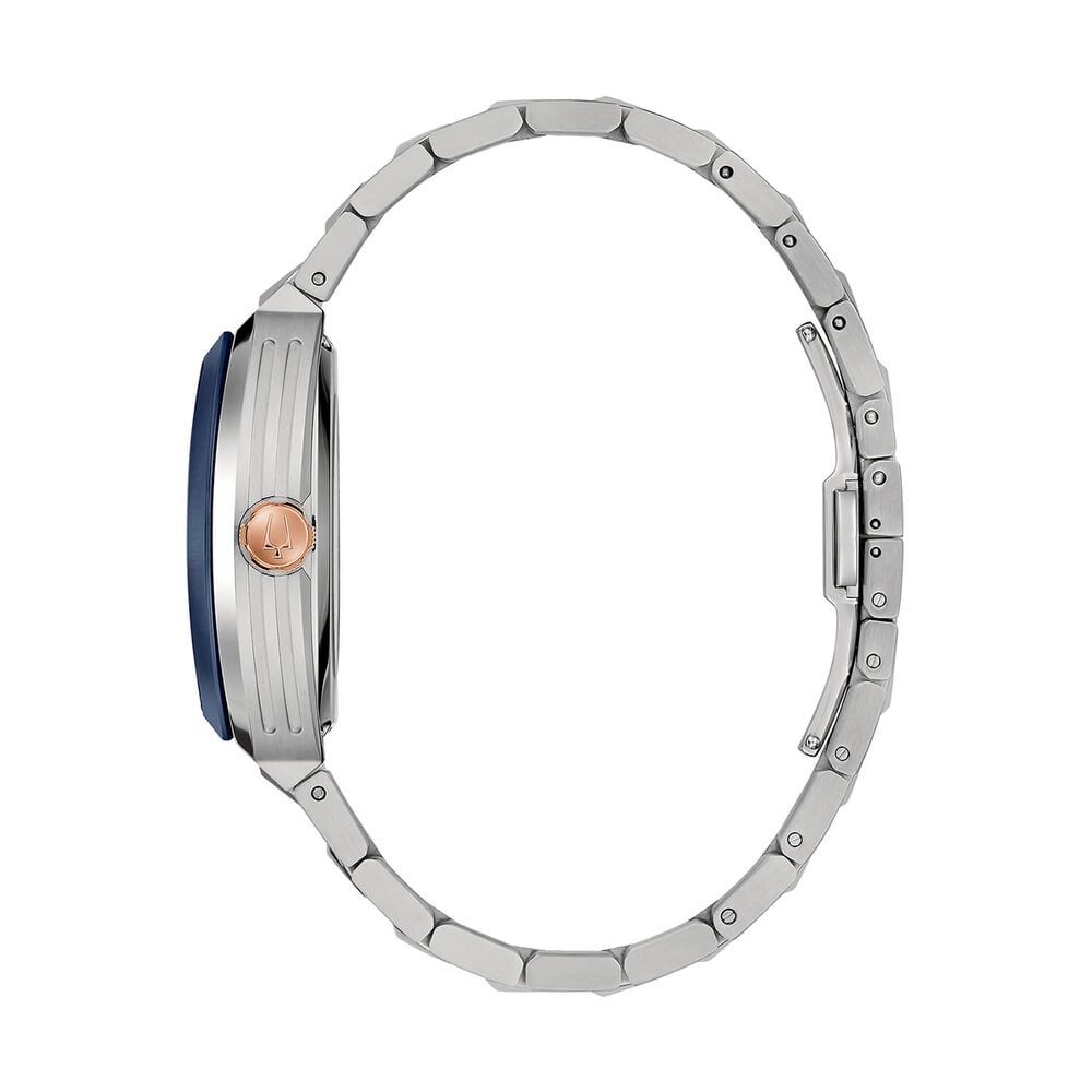 Bulova Maquina Skeleton 40mm Blue Dial Steel Bracelet Watch image number 2
