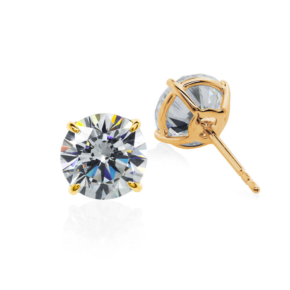CARAT* London 9ct White Gold 5.25mm Cut 4-Prong Stud Earrings image number 1