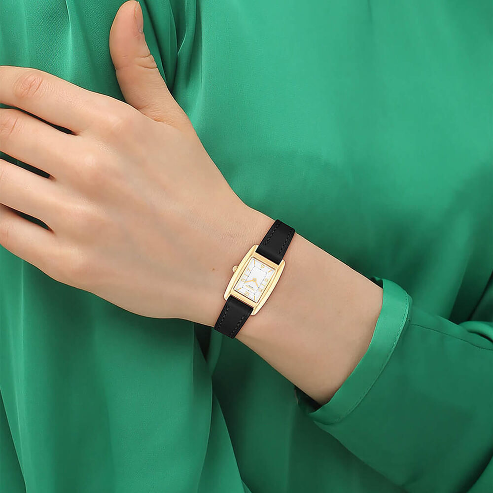 Coach Reese 20x30mm White Dial Black Leather Strap  Watch