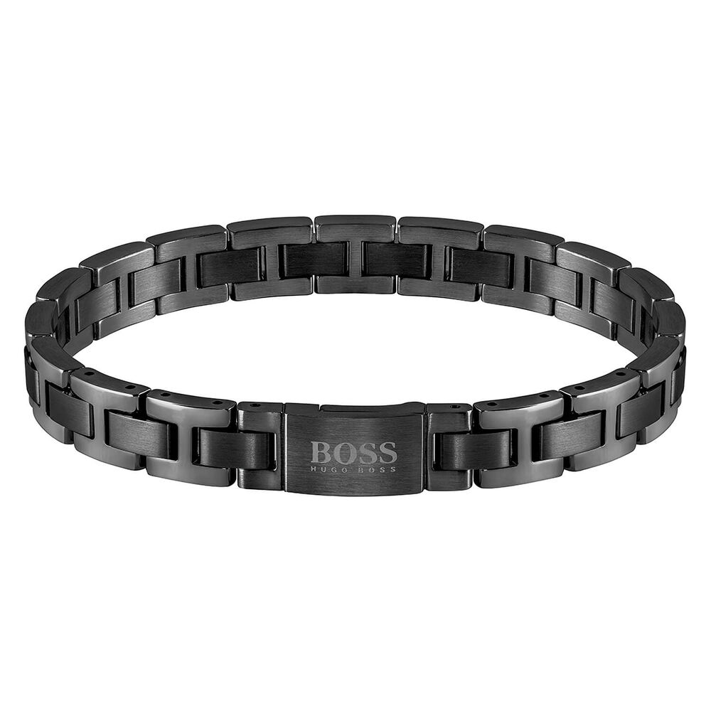 BOSS Gents Metal Link Essentials Black IP Bracelet