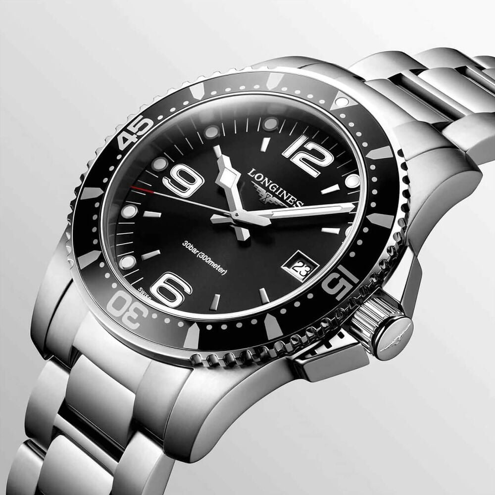 Longines HydroConquest 41mm Black Dial Stainless Steel Bracelet Watch image number 1