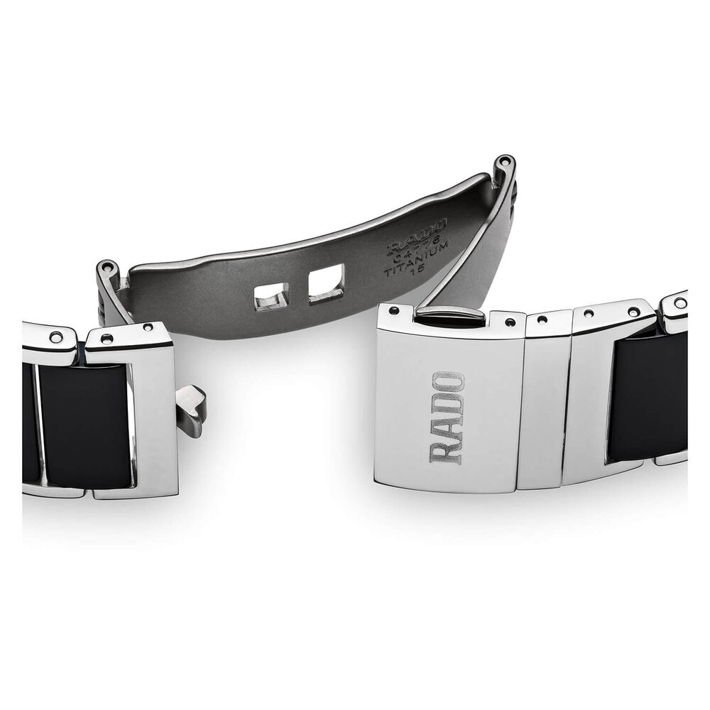 Rado Integral Rectangular Dia Dot Dial Steel Black Ceramic Case Bracelet Watch image number 3