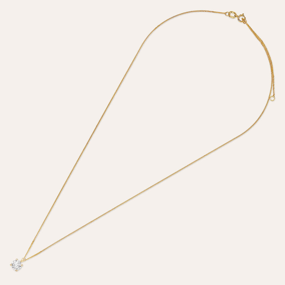 9ct Gold 5mm Four Claw Cubic Zirconia Set Pendant (Chain Included)